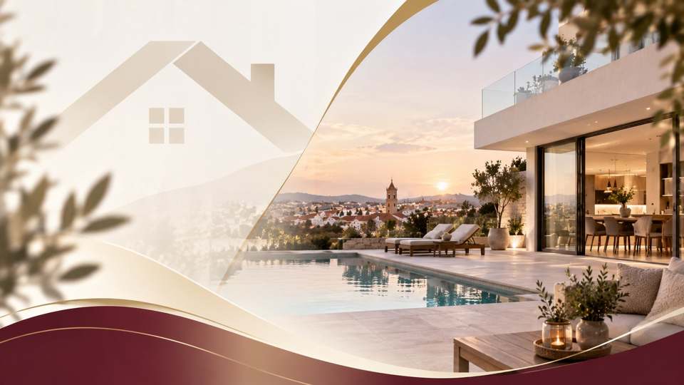 Vivienda con piscina y vistas al atardecer